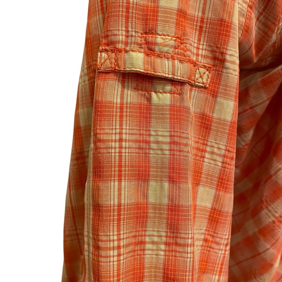 Duluth Trading Co Coral/tan Buttoned 3/4 Sleeve Shirt Dress sz M - Picture 6 of 11